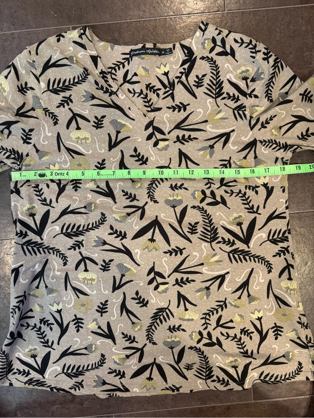 Gudrun Sjödén Women’s Taupe Botanical Scandinavian Inspire Floral Shirt Top Boho - Picture 6 of 7